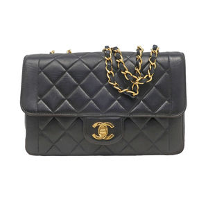 Chanel Matelasse Single Flap W Chain Bag Lambskin Black
